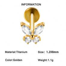 1PC Khuyên tai hình bướm G23 bằng titan, khuyên môi có ren trong, khuyên tai sụn tai, khuyên tai sụn vành tai, khuyên tai phẳng, khuyên tai đá opal và đá cubic zirconia, khuyên tai hình bầu dục, khuyên tai Monroe, khuyên tai vành tai, khuyên tai sáng bóng dành cho nữ - 1 khuyên môi hình bướm bằng titan - Xem 15