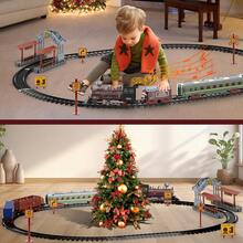 Electric Train Sets For Boys Girls Metal Alloy Christmas Trains Toys Steam Locomotive, Passenger Carriages, Tracks, Light & Sounds Rechargeable Birthday Gifts For Kids 3 4 5 6 7 8 + Years Old - Multicolor - View 5
