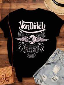 Van Dutch Motor Cycles Built For Speed Speed Shop T Shirt Women Casual Graphic Tee Streetwear Fashion Top, 220g2026 New Summer Casual Cotton T-Shirt - màu đen - Xem 3
