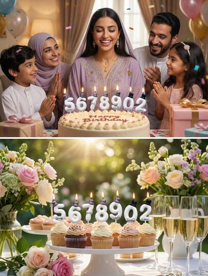 Creative White Mini Hat Shaped Numeric Birthday Candles, Birthday Cake Decor, Numeric Birthday Candles, Anniversary, Birthday Cake Topper Picks, Various Numeric Combinations Available