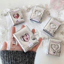 Mini Silver Photo Album, Photo Storage Bag, Album, Minimalist Cartoon Star & Heart Hollow Photo Album, Celebrity Fan Cards And Sticker Collection Album, Portable And Easy To Carry - Silver - View 2
