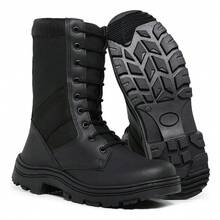 Men's Tactical Military Boot With Reinforced Leather, Waterproof, With Adjustable Zipper - Cheap - Black and White - View 1