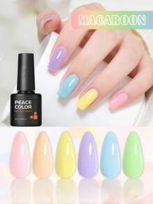 PEACECOLOR Gel Nail Polish Set Spring Summer Gel Polish Soak Off UV LED Pink Yellow Purple Blue Green Colors Collection Nail Art Gift 8ml 6pcs - 彩色 - 查看 1