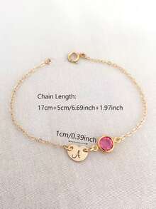 Vòng tay hình trái tim khắc chữ cái đầu tên riêng cho nữ, dây chuyền thép không gỉ đính đá Zirconia theo tháng sinh, mặt dây chuyền khắc chữ, quà tặng Ngày của Mẹ và sinh nhật. - Nhiều màu - Xem 6