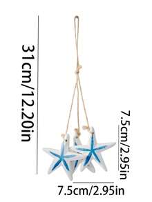 航海海岸风悬挂装饰品，木制帆船和海星墙饰，适用于海滩主题家居、浴室、窗户装饰 - 海風掛飾 - 查看 5