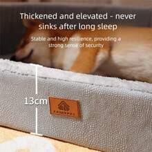 1pc Pet House, 4-Season Universal Dog/Cat Bed, Suitable For Small/Medium/Large Pets, Removable Cushion, Fashionable Lychee Texture Boat-Shaped Bed, Soft & Comfortable, Easy To Clean, Durable - Grey - View 3