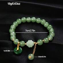 This 7-Piece Beaded Bracelet Set, Featuring Butterfly And Lily Pendants In Imitation Jade, Boasts A Vintage Chinese Style And Is Suitable For Everyday Gifting And Personal Wear. It Is Suitable For Both Men And Women-Random Style - 彩色 - 查看 10