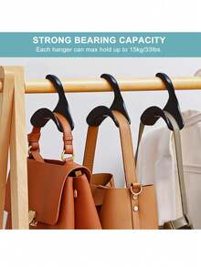 10 piezas/5 piezas/3 piezas Ganchos colgantes con forma de arco, estante para colgar bolsos, armario, almacenamiento, mochila, bolso, cartera, percha de plástico - Negro - Ver 5
