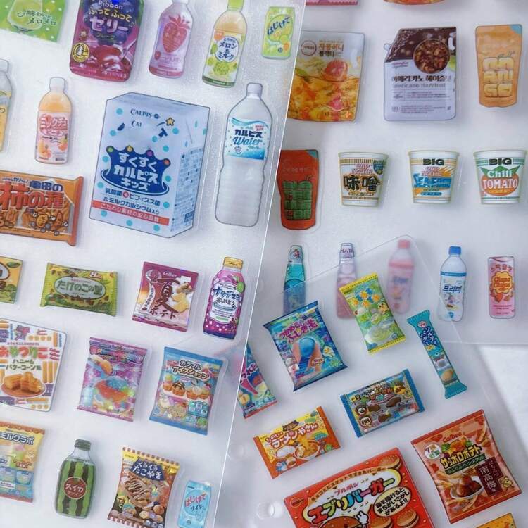 复古日式美食甜点PET贴纸套装 | 涂鸦风格贴纸，适合学生DIY手账 | 送给朋友的绝佳礼物 - 彩色 - 查看 4