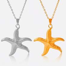1pc Minimalist Fashionable 304 Stainless Steel Electroplated High-Quality Ocean Animal Pendant Necklace, Gold/Silver Color, Suitable For Women's Daily Wear, Comes With 1.6mm Thick Chain With Seashell & Starfish Decor - S424 - View 2