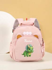 This Customizable Mini Cartoon Dinosaur Print Backpack Features Adjustable Shoulder Straps, Hand-Held Design, Zipper Closure, And Is Made Of Nylon Material. It Is Very Suitable For Daily Use, Shopping, And Traveling. It Also Makes A Great Gift For Birthdays Or Christmas., Kawaii Aesthetic - Multicolor - View 4