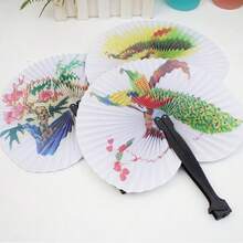 5/3/1件套中国风彩色花鸟图案折扇 - 便携可折叠，流苏装饰，优雅别致，适合作为女士派对礼物，传统工艺美术品 | 耐用塑料材质 - A - 查看 10
