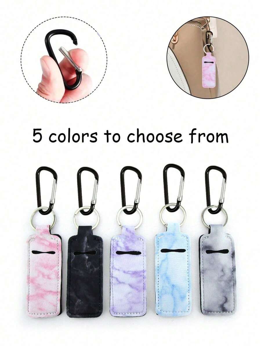 2/1pc Women's Lipstick Keychain Set, Multi-Functional Lipstick Keychain Clip Set, Leopard Print Lipstick Keychain Clip Set, Can Be Paired With Black Buckle - Multicolor - View 1