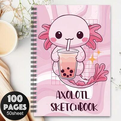 دفتر ملاحظات حلزوني بشكل أكسولوتل، قطعة واحدة، أكسولوتل المكسيكي، دفتر سفر، للمدرسة، المكتب، مخطط اليومية، دفتر ملاحظات، هدية مثالية للأصدقاء والأخوات، منظم شخصي، لا يشمل قلم.