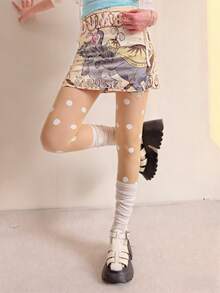 Retro Large-Scale Polka Dot Pantyhose, Fashionable Multi-Color Contrasting Polka Dot Stockings, Sweet, Cool, Ish Style Leg Accessories, Ultra-Thin Transparent Base Layer  Pantyhose For Women. - 黃色 - 查看 2