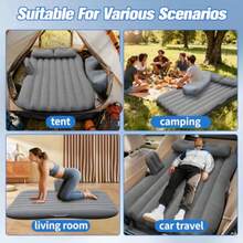 Colchón inflable para asiento trasero con bomba de aire 53 x 32.5 pulgadas portátil grueso para coche viajes camping cama cama cama hinchable para coche pequeño SUV universal - Colchn de coche gris - Ver 8