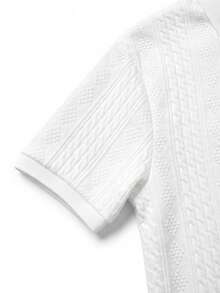 Men's Casual Jacquard Polo Shirt, Versatile For Daily Commute, Spring/Summer - White - View 4