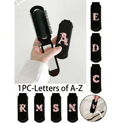 Lược gấp gọn có gương, lược mini cầm tay, in họa tiết hoa hồng hồng chữ cái A-Z, lược bỏ túi nhỏ gọn, 2 trong 1 lược & gương để tạo kiểu và chỉnh sửa nhanh chóng, vật dụng thiết yếu khi di chuyển dành cho phụ nữ, bé gái, thanh thiếu niên | Hoàn hảo cho du lịch, ô tô, phòng tập thể dục, túi xách, văn phòng, trường học, chăm sóc tóc giả | Ý tưởng quà tặng ngày Valentine, quà tặng nhỏ