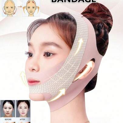 面部提拉紧致睡眠塑形V字绷带，放松提拉，减少双下巴，瘦脸按摩器，男女通用 - 下巴塑形，可调节面罩，可重复使用，透气无缝V字形面罩，适合睡眠、运动和瑜伽，轻盈透气，佩戴无皱，Y2K哥特风旅行必备，方便携带，圣诞礼物，圣诞装饰，女士礼物