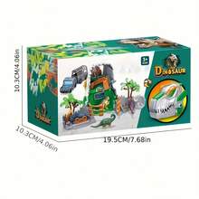 Dinosaur Basic Model Toy, T-Rex Head Storage And Construction Toy Set Includes Base Camp, Transport Truck, Fence And Trees, Suitable For Boys And Girls Creative Role Play - Green - View 3