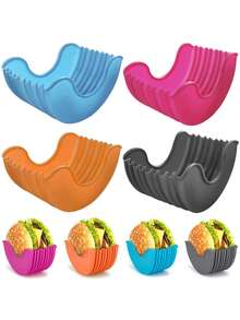 Bộ 4 kẹp giữ bánh mì kẹp thịt có thể kéo dài - Kẹp điều chỉnh được, có thể tái sử dụng, có thể giặt được, làm bằng silicon, phù hợp cho người yêu thích bánh mì kẹp thịt, người lớn và trẻ em. - Nhiều màu - Xem 6