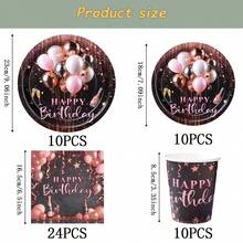 Birthday Party Disposable Tableware Set, 7/9 Inch Party Plates, Disposable Paper Plates, Cups, Napkins, Suitable For Holidays, Weddings, Engagements, Birthdays, Parties, Celebrations - Multicolor - View 6