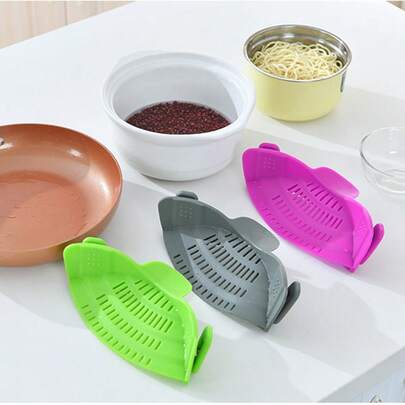 Rổ lọc đa năng, rổ lọc silicon nhà bếp, màng chắn nước mép nồi, lưới lọc rau củ và mì miệng rộng, màng ngăn cặn chống rò rỉ, rổ lọc silicon nhỏ mép nồi.