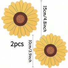 2pcs/Set Sunflower Placemat Set, Heat Resistant Mat, Kitchen & Dining Table Coaster, Home Heat Insulation Pad And Pot Holder - View 7
