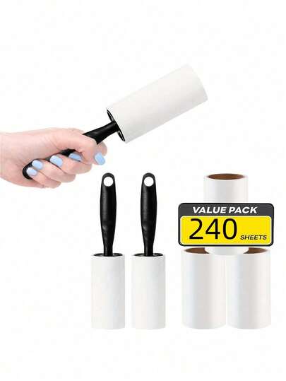 240 Sheets Pet Hair Remover Sticky Lint Roller Refill Sheets, Reusable Dust Cleaning Sticky Paper