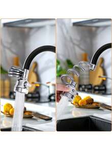 Retractable Kitchen Faucet Sprayer, 3-Mode Flexible Sink Sprayer Head With Spring Hose, Universal Water Saving Faucet Extender For Bathroom & Kitchen - Silver - View 5