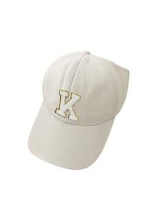 1pc A-Z Letter Backless Ponytail Baseball Cap, Girl Fashion Sports Sun Hat Outdoor UV Protection - Beige - View 5