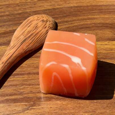 厚切三文鱼慢回弹玩具 – 超逼真海鲜减压球，慢回弹寿司指尖玩具，适合成人和青少年，可爱桌面装饰，美食爱好者的独特礼物