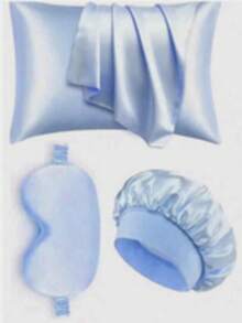 10件套睡眠美发造型工具套装，包含1个卷发棒、1个真丝枕套（呵护秀发和肌肤，皇家套装）、1个免加热真丝卷发器、1个夜间卷发器、1个柔软睡眠眼罩、1个真丝睡帽和必备睡眠套装 - 藍色 - 查看 14