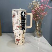 40oz Tumbler Stainless Steel Coffee Mug Cup Insulated Portable Vacuumhydrojug Travel Tumbler With Handle Lid Straw Water Bottle - 彩色 - 查看 20