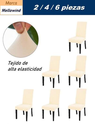 Funda de silla elástica de tela, lavable, de gran elasticidad y fácil colocación, con textura suave y resistencia a las manchas. Perfecta para salones, dormitorios, oficinas, restaurantes, hoteles y comedores, ideal para hogares con mascotas como perros y gatos.Disponible en múltiples paquetes.