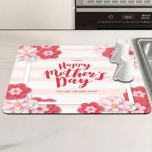 1pc Kitchen Counter Drying Mat, Absorbent Non-Slip Coffee Pad, Heat Resistant Countertop Decor For Coffee Bar, Dining Table, Multiple Styles Available - Red Heart Collage - View 2