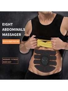 EMS Muscle Stimulator, Abdominal Pulse Massager For Waist And Abdomen Workout, Home And Office Use - 黑色 - 查看 3
