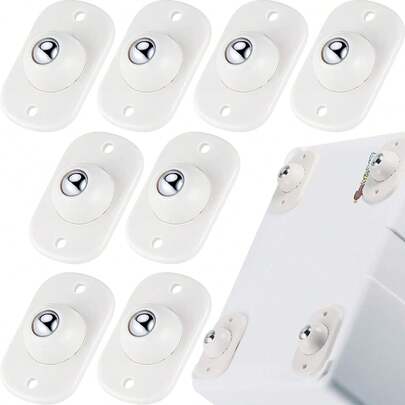 8 PCS Self Adhesive Caster Wheels Appliance 360° Swivel Glide Smoothly Mini Rollers Coffee Machines Air Fryer Caster Slider For Kitchen Appliances, Trash Can, Small Furniture (White)
