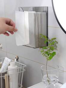 Caja de pañuelos acrílica multifuncional, soporte de servilletas transparente sin perforación para montar en la pared del baño y la cocina - Multicolor - Ver 4