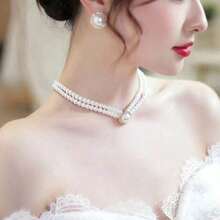 1/3pcs Set Vintage Palace Style Crystal Rhinestone & Faux Pearl Necklace And Earrings Jewelry Set For Women Valentine's Day Accessories W9X8Valentine's Day Gift For Her - White - View 1