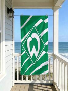 SV Bremen 沙滩巾 - 速干柔软超吸水性涤纶混纺面料，亮绿色搭配白色条纹和球队标志设计，适合游泳、瑜伽、旅行 - 是运动迷和户外爱好者的完美礼物，也是沙滩用品和瑜伽用品的理想之选。 - 綠白色 - 查看 3