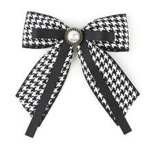 1pc Women's Black Houndstooth Faux Pearl & Rhinestone Bowknot Collar, Suitable For Daily Outings, Dates, Parties,Graduation Outfit,Disco - Black - View 6