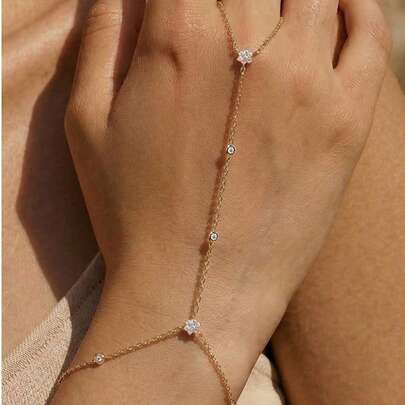 EleRunis 1 chiếc vòng tay/dây chuyền hình cỏ bốn lá nhỏ nhắn bằng bạc Sterling 925 dành cho nữ, đính đá Cubic Zirconia, trang sức cơ thể đeo hàng ngày, thích hợp cho đám cưới, tiệc tùng, lễ đính hôn, kỷ niệm, ngày Valentine.