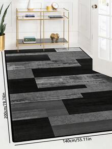1pc Geometric Textured Pattern Rug, Black White Gray Printed Polyester Rectangular Easy Care Washable Area Carpet, Suitable For Living Room, Hallway, Bedside, Sitting Room, Bedroom, Office, Kitchen, Farmhouse Home Decor - Multicolor - View 29