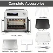 YASHE French Door Air Fryer Toaster Oven Combo, 102 Recipes & 7 Accessories Extra Large Airfryer Convection Oven Countertop 10-In-1, 30% Faster 90% Less Oil, Stainless Steel - Default - View 8