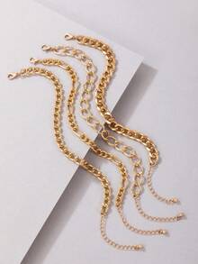 4pcs/Set Vintage American Style Multi-Layer Metal Chain Anklet Set, Suitable As Beach Holiday Gift For Women - Multicolor - View 6