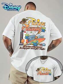 Authorized By Disney, Toy Story Pizza Planet Alien Printed Series Animated Women's Casual Summer T-Shirt With Round Neck And Short Sleeves, Presented By Disney Fans. - 白色 - 查看 1