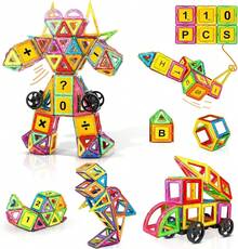 110pcs Magnetic Building Blocks, Magnetic Building Blocks - Multicolor - View 3