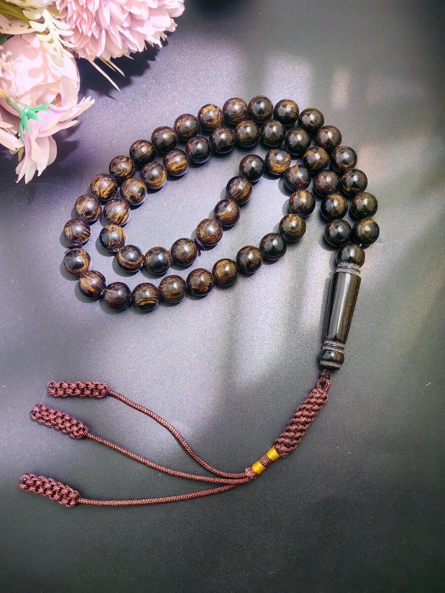 1串51颗10毫米伊斯兰念珠,全新树脂材质流苏吊坠中东念珠,高品质星形穆斯林念珠 - 彩色 - 查看 1