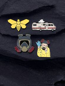 1/4pcs Hardcore Style Brooch, Iconic Gas Mask, Camper Van & Bee Designs With High Recognition, Inject Classic Scenes Into Daily Outfits, Easily Become The Spotlight Gifts For Mother, Father, Graduation, And Teacher - Multicolor - View 6
